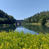 Weiher und Staumauer