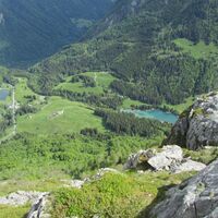 Blick auf Grünsee und Angerbachtal vom Kleinen Pal aus