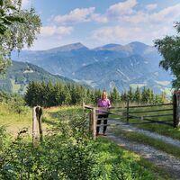 Durch ein Tor geht es weiter gemütlich bergab