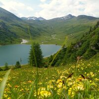 Blick auf den Tappenkarsee und die Glingspitze