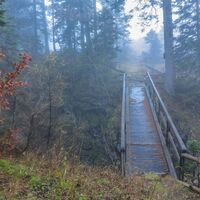 Jungfernsprung mit Tafel zur Erklärung der Sage