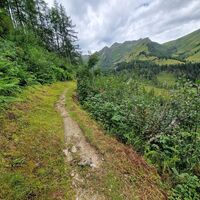 Wandern entlang am Rollbahnweg - vor uns liegt das Almgebiet der Großfragant