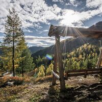Holzschaukel am Wanderweg