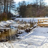 Verschneite Wapelaue im Ortsteil Liemke in Schloß Holte-Stukenbrock
