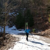 Wenn die Forststraße verschneit ist, kann man bis ins Tal fahren
