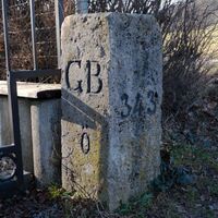 Grenzstein 343 am Waldheim, gesetzt im Jahr 1839 (Öhningen, Großherzogtum Baden)