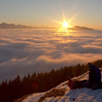 Sonnenuntergang am Hörnle im Winter