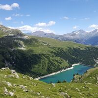 Die Alpenwiesen oberhalb der Staumauer Plan d'Amont in Aussois