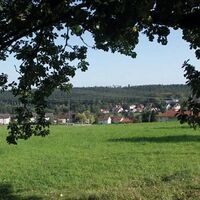 Aus dem Wald heraus werfen wir einen Blick auf Schömberg.