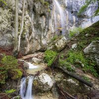 Der Wasserfall Hudič babo pere in Završnica