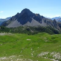 Panorama über das Vallone del Guiaud und die Guglia di Mezzodì