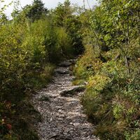 Eine der technischen Passagen des Trails Richtung Laghel