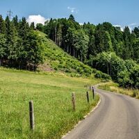 Letzter Teil im Abstieg auf Landstraße