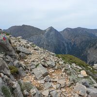 Weg Markierung zum Psari Grat