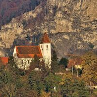 Blick auf die Pfarrkirche in Deutschfeistritz