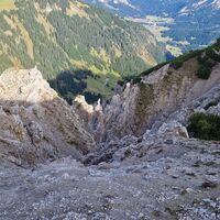 Ausblick vom Gratweg nach unten zur Edenbachalpe