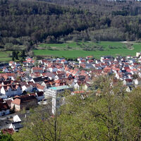 Blick vom Kreuzfelsen auf Burladingen