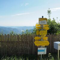 Wegweiser beim Naturparkhaus am Jauerling