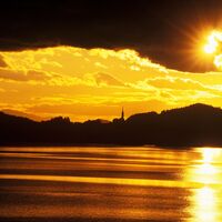 Völkermarkter Stausee im Sonnenuntergang