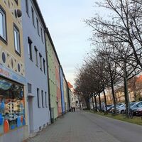 Colorful house front in the Waisenhausstraße