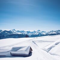 Aussicht auf der Winterwanderung Crans - Aminona