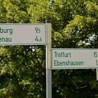 Wegweiser am Werratal-Radweg zwischen Creuzburg und Mihla