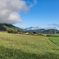 Über Wiesenflächen wandern wir Richtung Furth