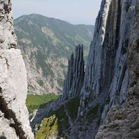 Ausblick nach der ersten Seillänge