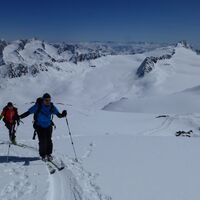 Blick zum Gurglerferner. Man erkennt auch den Weg der vom Südgrat heraufkommt.