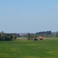 Blick auf Ottobeuren bei der Unteren Waldmühle
