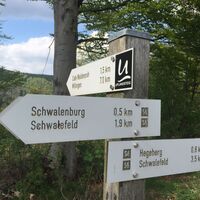 Wanderschilder und Wegweiser an der Schwalenburg