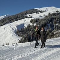 Winterwanderweg oberhalb von Lumbrein