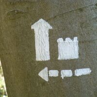Wegweiser im Plesse Forst zur Burg