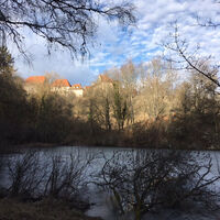 Weiher mit Blick auf das Kloster Kirchberg