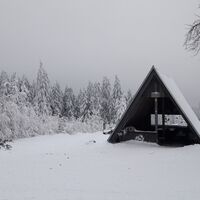 Finnhütte im Winter