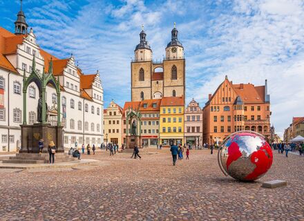 Blick auf die Stadtkirche in Lutherstadt Wittenberg