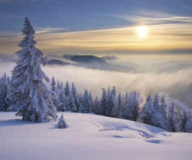 Winterliche Abendstimmung über dem Hochschwarzwald