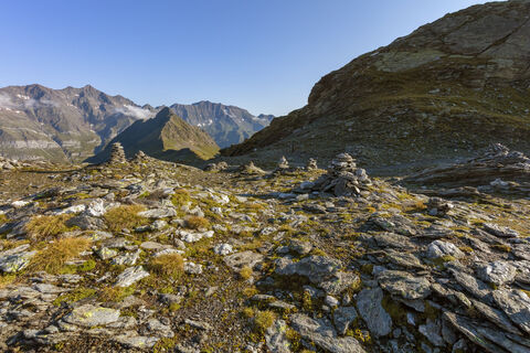 Suedtirol, oberhalb Algund, Spronser Seen Wandergebiet, Texelgruppe, Weg Oberkaserhütte-Pfelders, Spronser Joch,