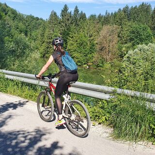 Die Straße entlang des Flusses Save