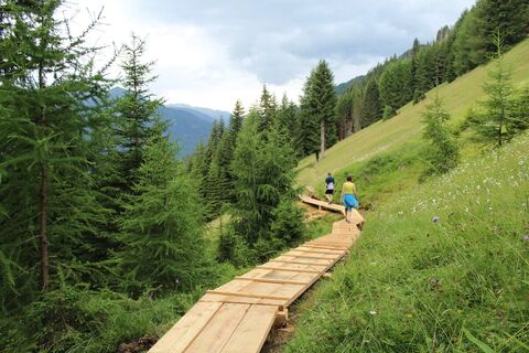 Am sonnseitigen Höhenweg oberhalb von Obertilliach