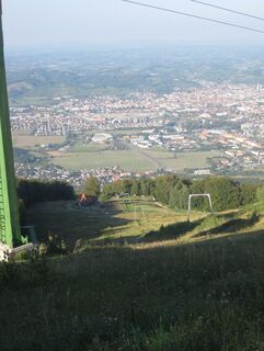 Blick auf Maribor und die Hütte Luka