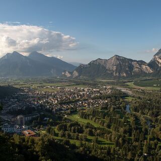 Blick vom Hotel Schloss Wartenstein auf Bad Ragaz