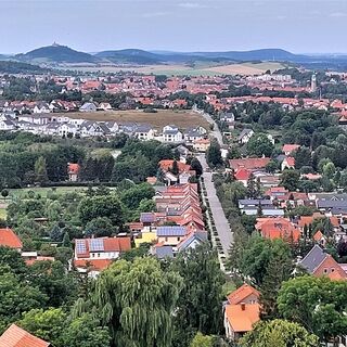 Sitzbank, Käfernburg, Blick von Bank in Richtung Arnstadt