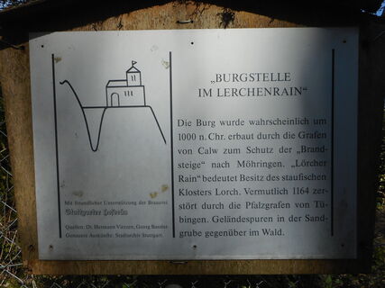 Schild an Burgstelle im Lerchenrain