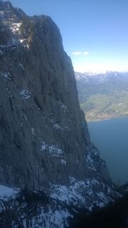 am Einstieg des Traunstein Klettersteigs, ca. 1500m Seehöhe