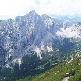 Blick auf Gimpel und Rote Flüh (darunter die Füssener Hütte)