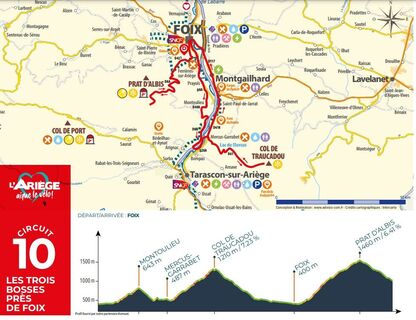 Karte Radtour 10 die drei Buckel in der Nähe von Foix