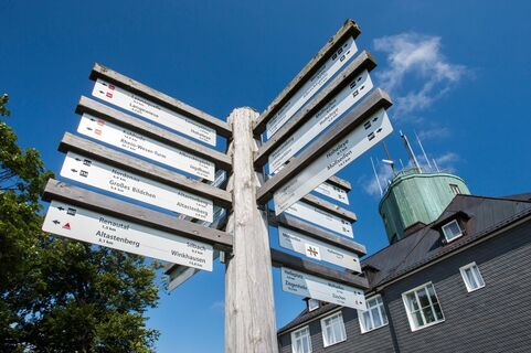 Wegweiser am Astenturm