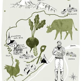Karte kulinarische Wanderung Trun-Schlans