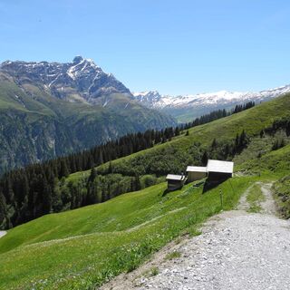 Zalöner Hütten mit Blick ins Innersafien